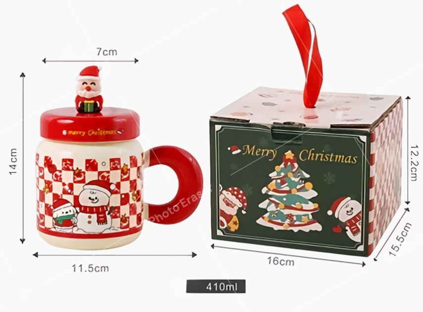 Looking for the perfect Christmas gift? This adorable ceramic mug with lid and spoon is exactly what you need! 🎁✨