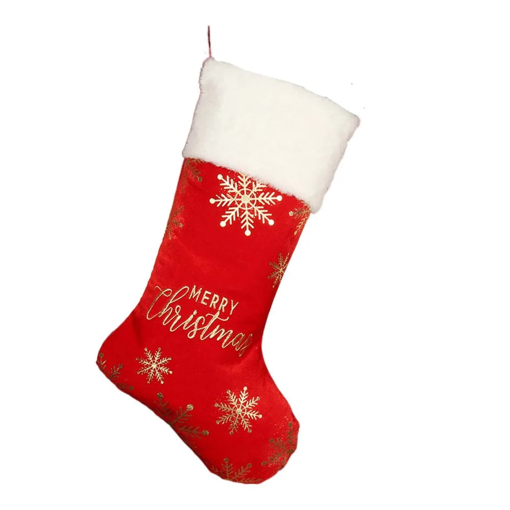 Festive Christmas Stocking – Large Cloth Holiday Gift Sock (Green/Red/Grey) 🎄🎁✨