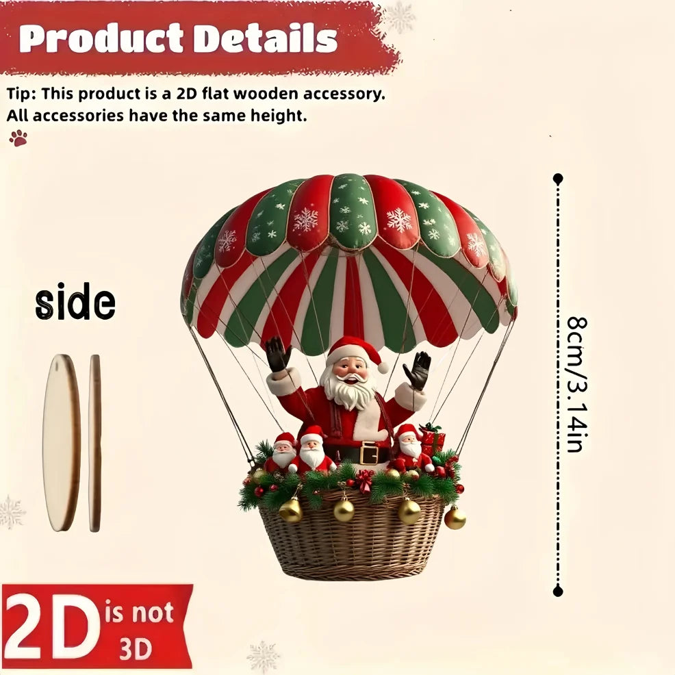 Wooden Santa Hot Air Balloon Ornaments (2D Design)