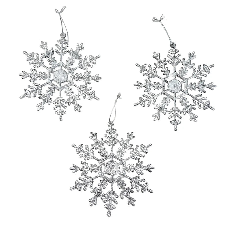 Glitter Snowflake Ornaments – Pink Christmas Tree Decorations (6/12/24 Pcs)