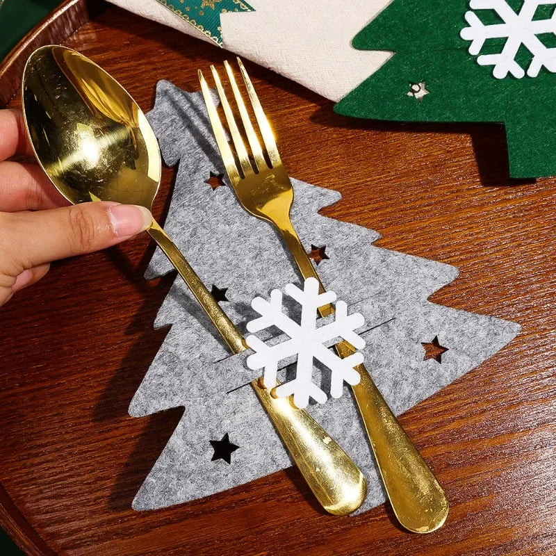 Christmas Tree Cutlery Holders – Felt Fork & Knife Pockets (4/8/12/24 PCS) 🎄🍽️✨