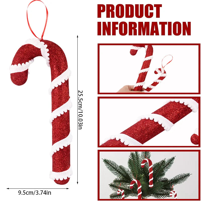 Candy Cane Christmas Ornaments – Red & White Hanging Decorations
