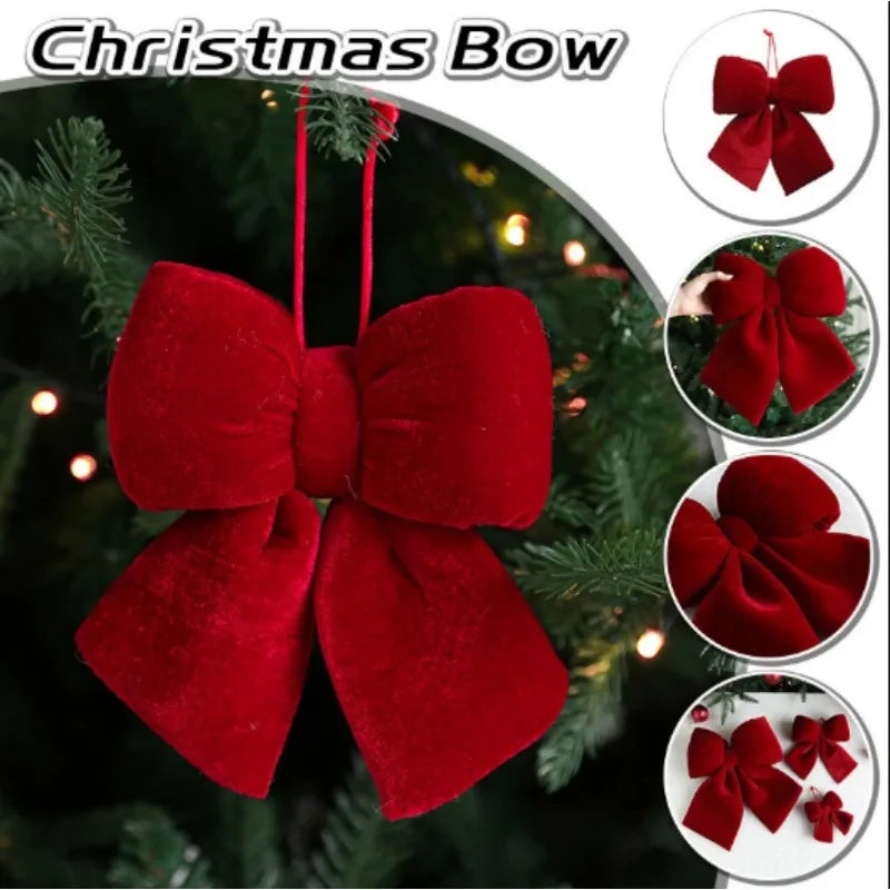 Large Red Velvet Christmas Bows – 1/2/3 PCS Soft Luxurious Tree Ornaments 🎀✨