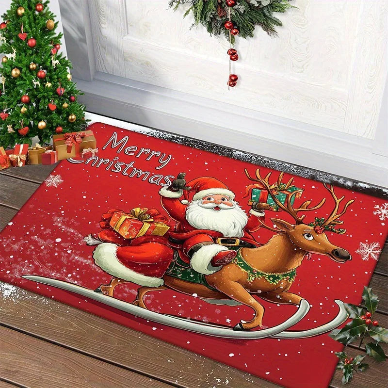 Christmas Door Mat – Santa Claus & Gingerbread Design (Indoor / Outdoor)