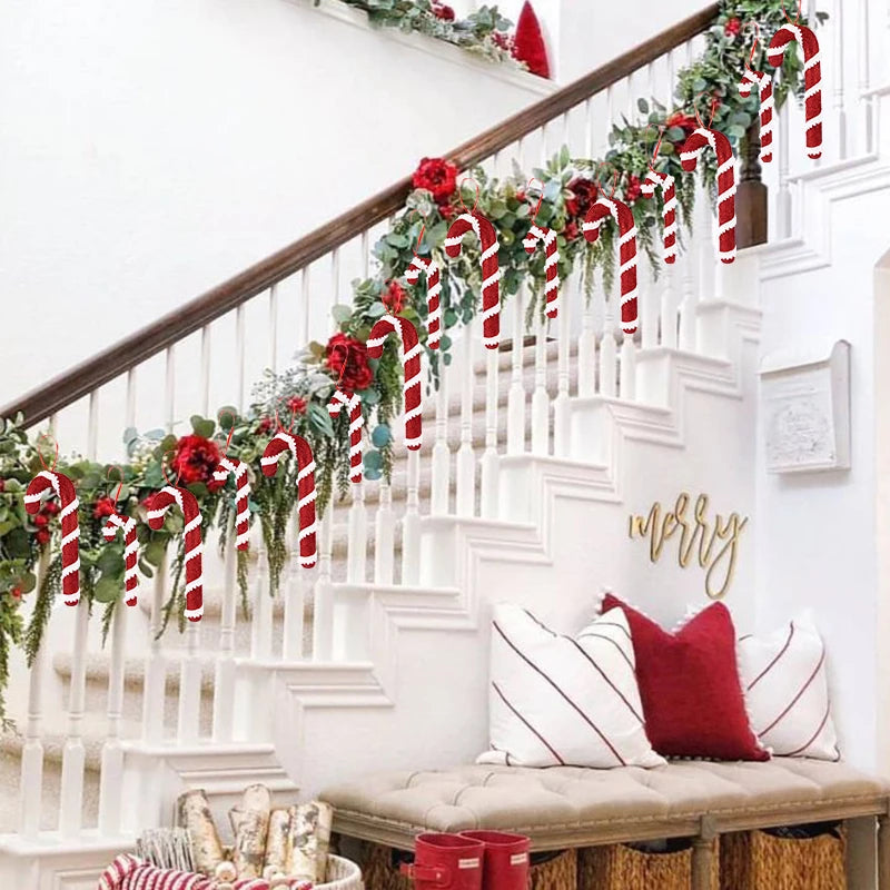 Candy Cane Christmas Ornaments – Red & White Hanging Decorations