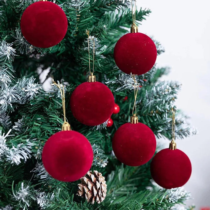 Velvet Christmas Balls – Shatterproof Tree Ornaments