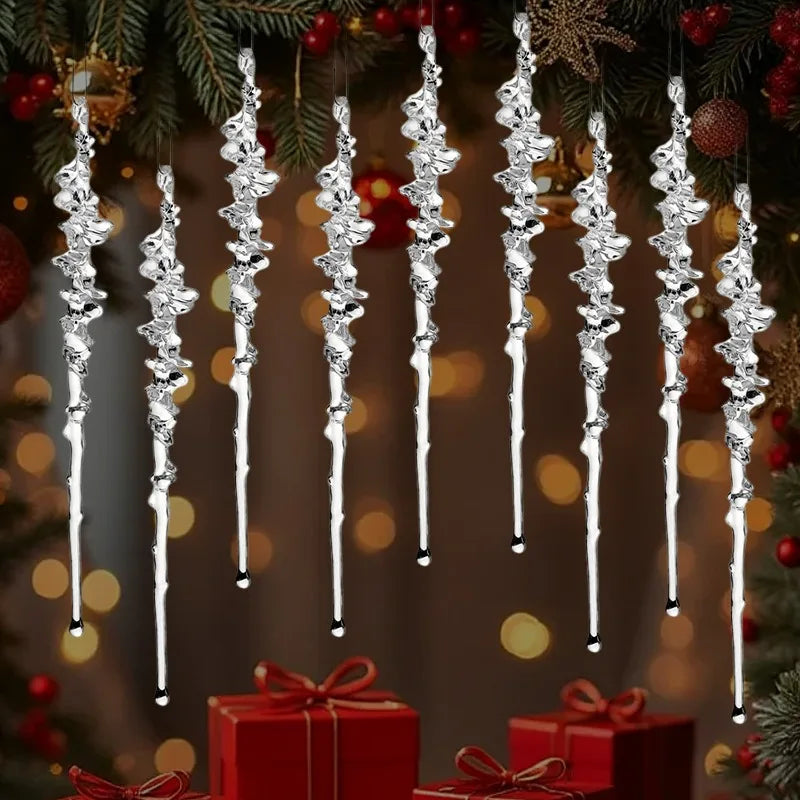 Acrylic Icicle Ornaments – Clear Christmas Tree Decorations (5/10/20/30 PCS) ❄️✨🎄