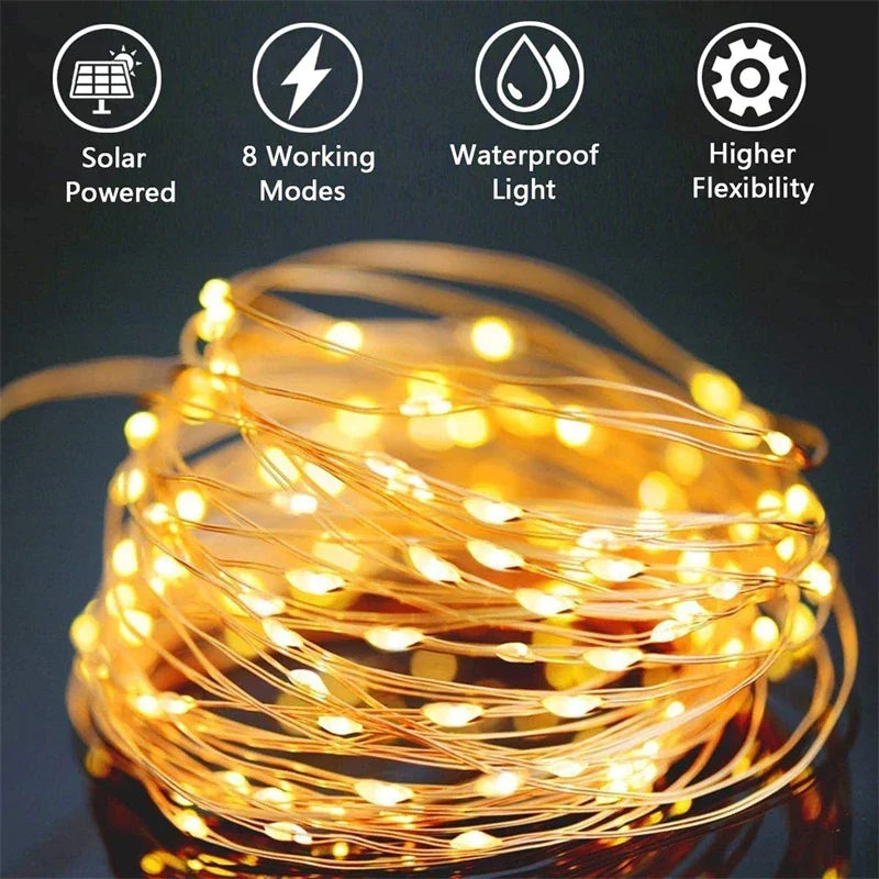 LED Solar String Fairy Lights – Waterproof Outdoor Garland for Garden & Christmas Decor (7M / 22M / 32M)
