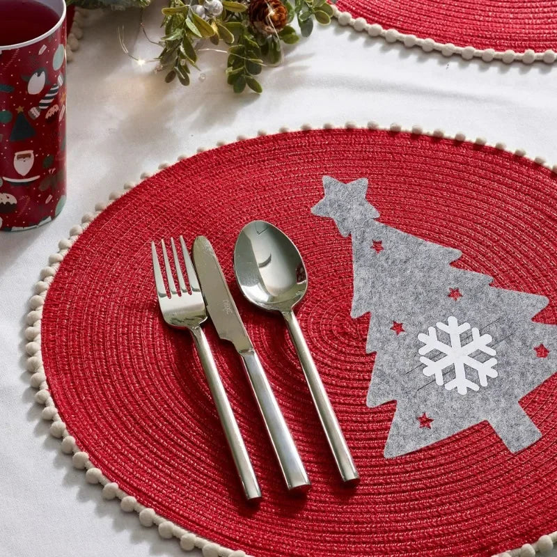 Christmas Tree Cutlery Holders – Felt Fork & Knife Pockets (4/8/12/24 PCS) 🎄🍽️✨