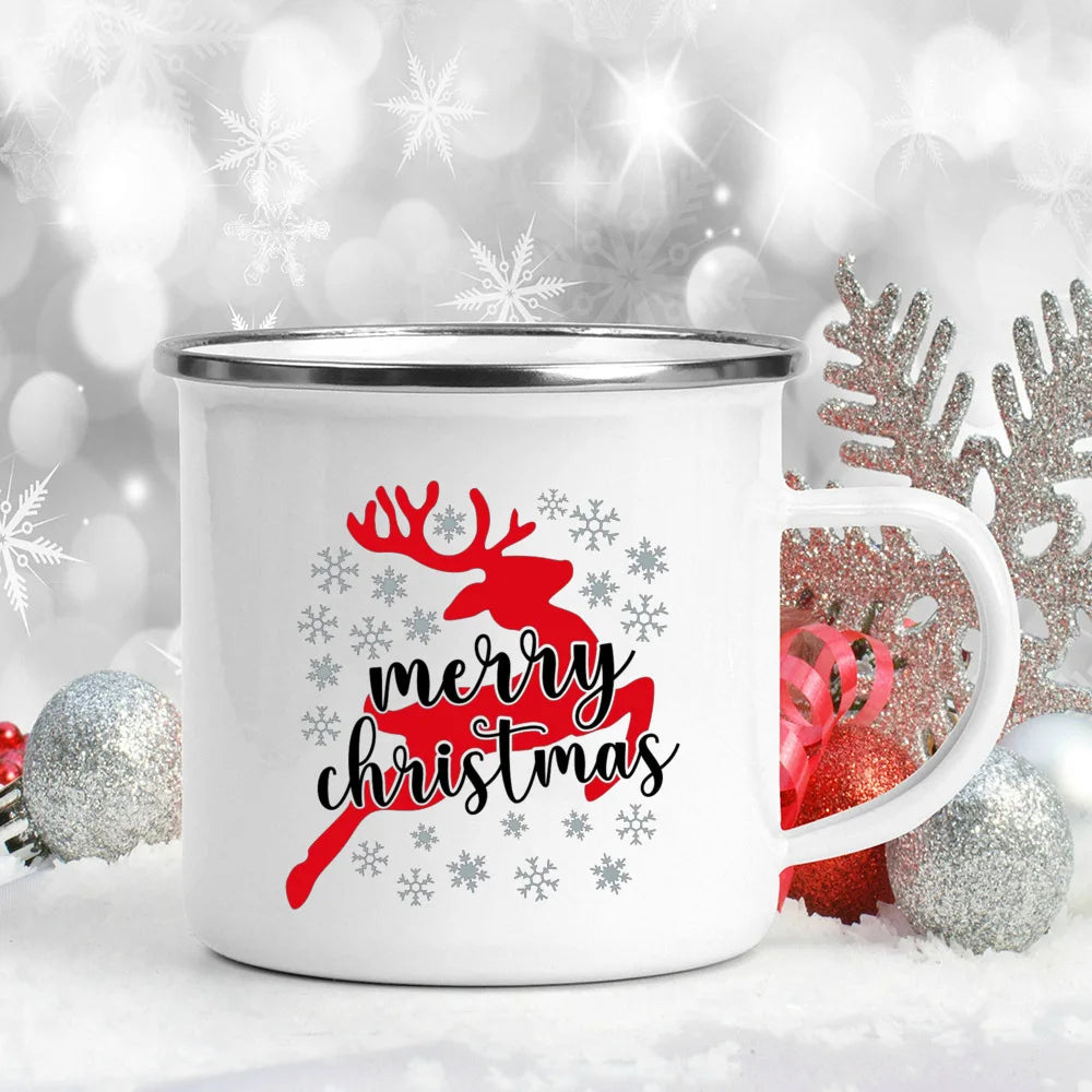 Enamel Christmas Mug – Santa Claus Holiday Cup (360 ml) 🎄☕✨