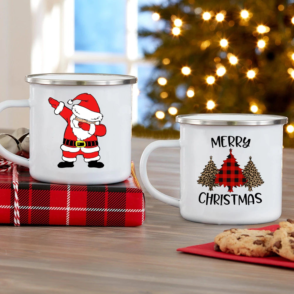 Enamel Christmas Mug – Santa Claus Holiday Cup (360 ml) 🎄☕✨