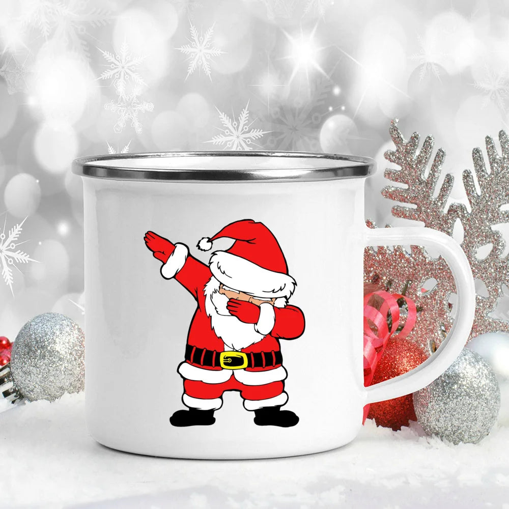 Enamel Christmas Mug – Santa Claus Holiday Cup (360 ml) 🎄☕✨