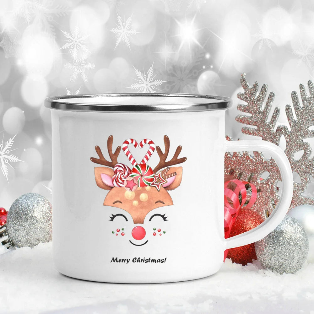 Enamel Christmas Mug – Santa Claus Holiday Cup (360 ml) 🎄☕✨