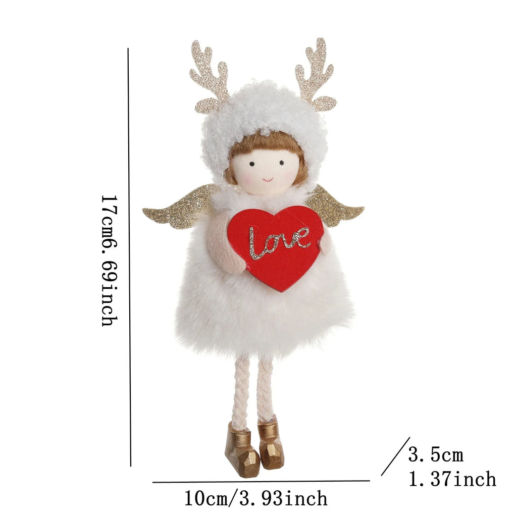 Christmas Plush Angel Ornaments – With Antlers, Heart, or Scarf