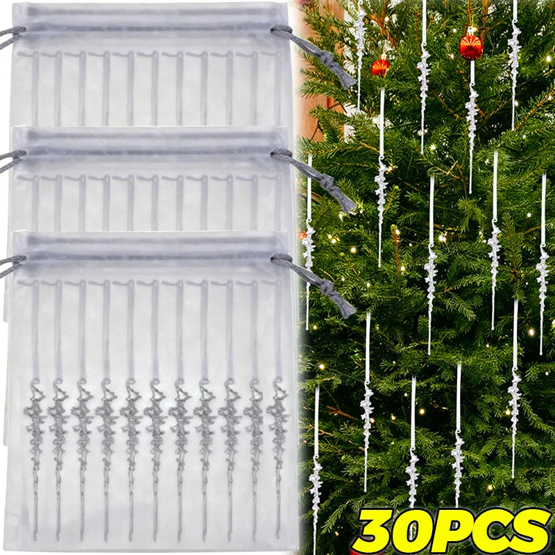 Acrylic Icicle Ornaments – Clear Christmas Tree Decorations (5/10/20/30 PCS) ❄️✨🎄