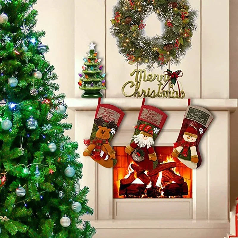 Luxury Christmas Stockings – Santa, Snowman & Reindeer Designs (1 or 3 PCS) 🎄🎅🦌✨