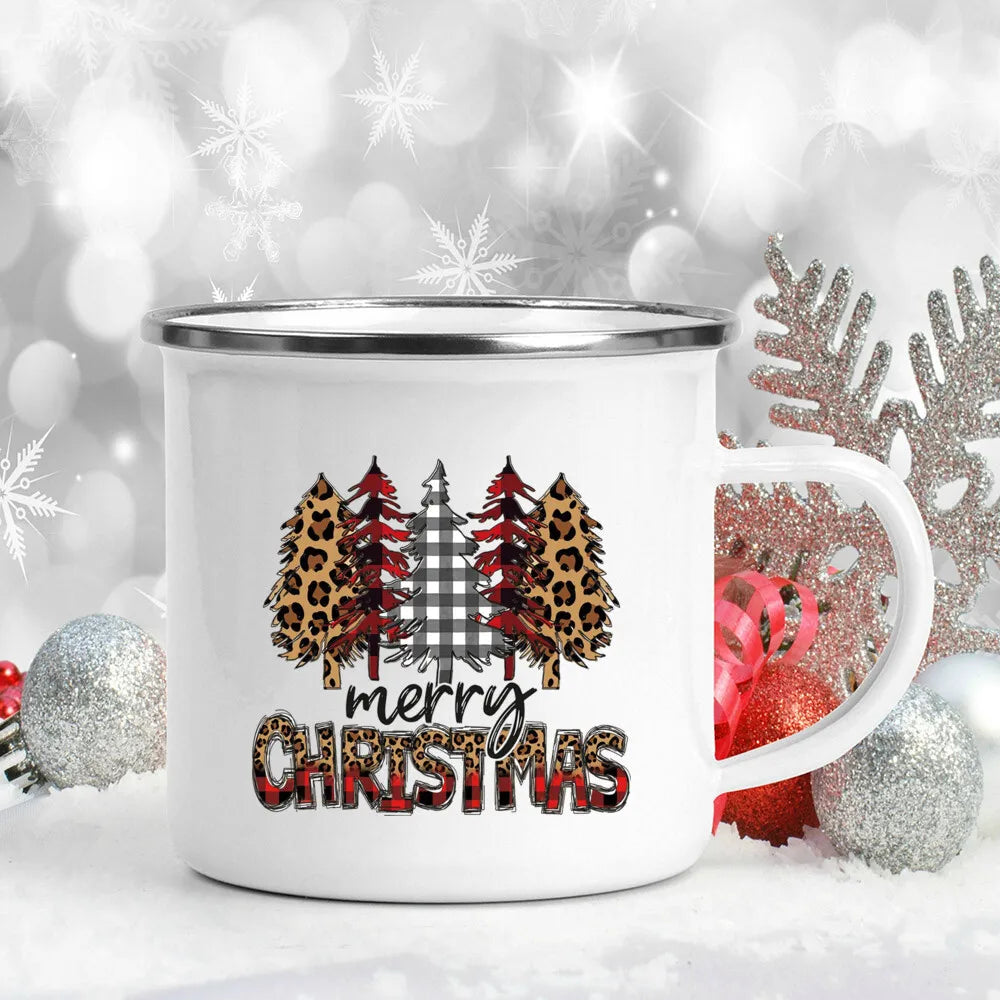 Enamel Christmas Mug – Santa Claus Holiday Cup (360 ml) 🎄☕✨