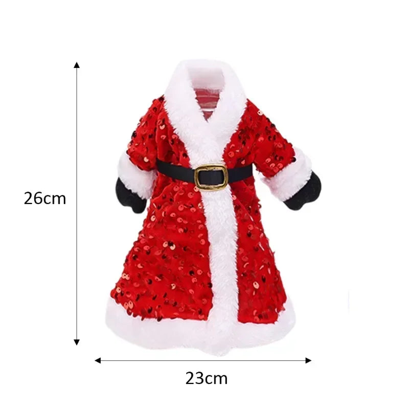 Sparkling Christmas Wine Bottle Covers – Red & Gold Dress Design (1/2/3/4 PCS) 🎄🍷✨