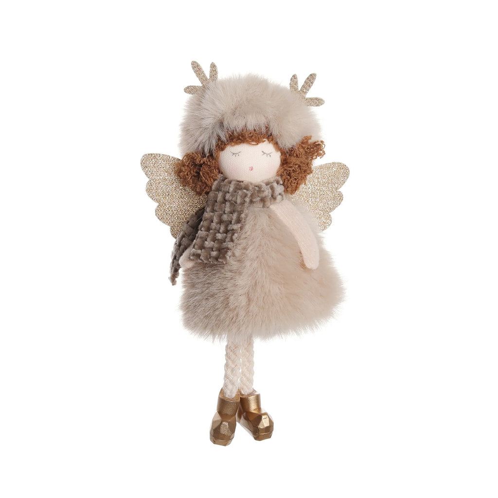 Christmas Plush Angel Ornaments – With Antlers, Heart, or Scarf