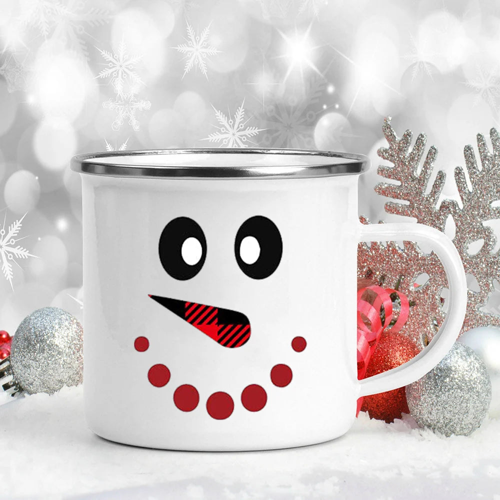Enamel Christmas Mug – Santa Claus Holiday Cup (360 ml) 🎄☕✨