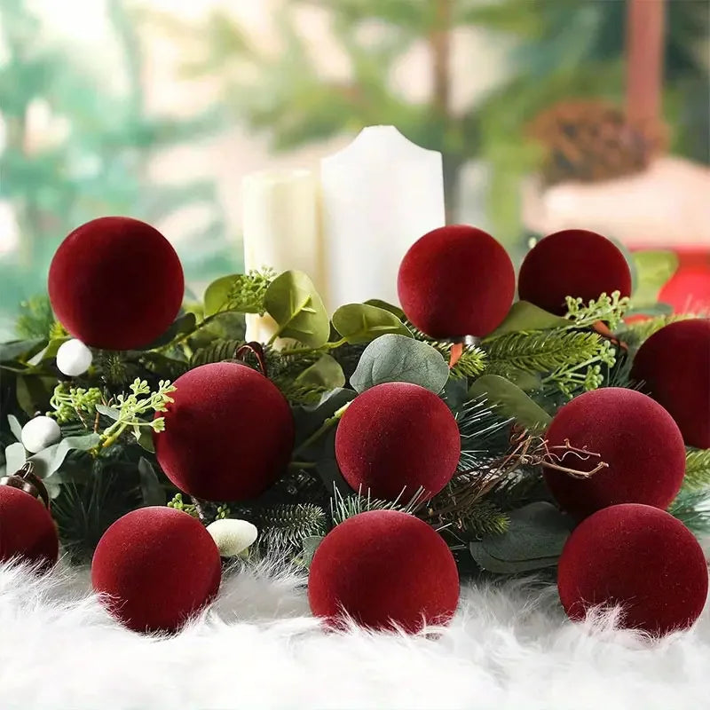 Velvet Christmas Balls – Shatterproof Tree Ornaments