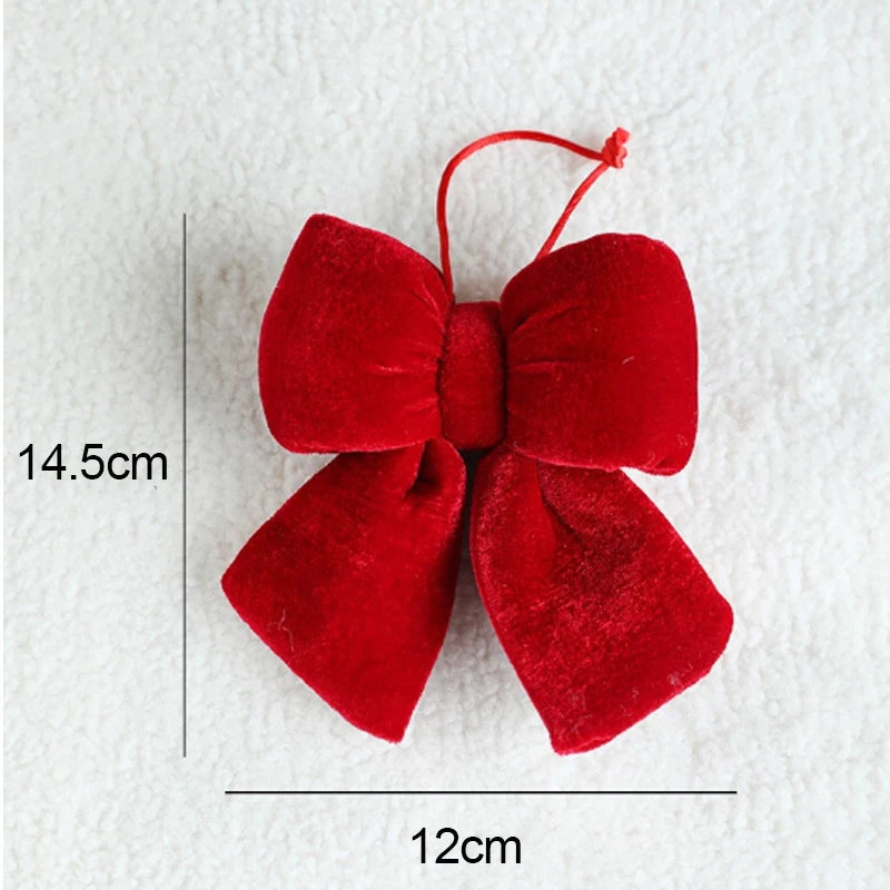 Large Red Velvet Christmas Bows – 1/2/3 PCS Soft Luxurious Tree Ornaments 🎀✨