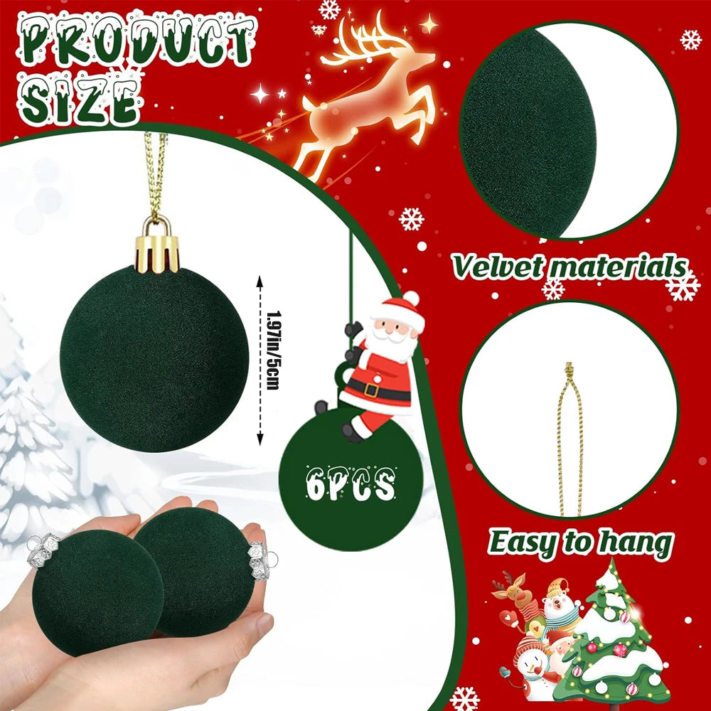 Velvet Christmas Tree Balls – Set of 6 (5 cm)