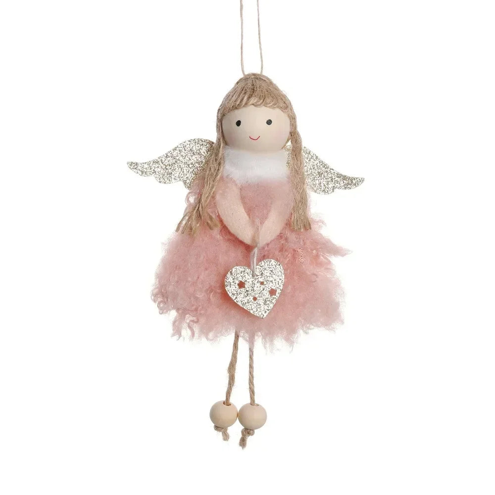 Christmas Plush Angel Ornaments – With Antlers, Heart, or Scarf
