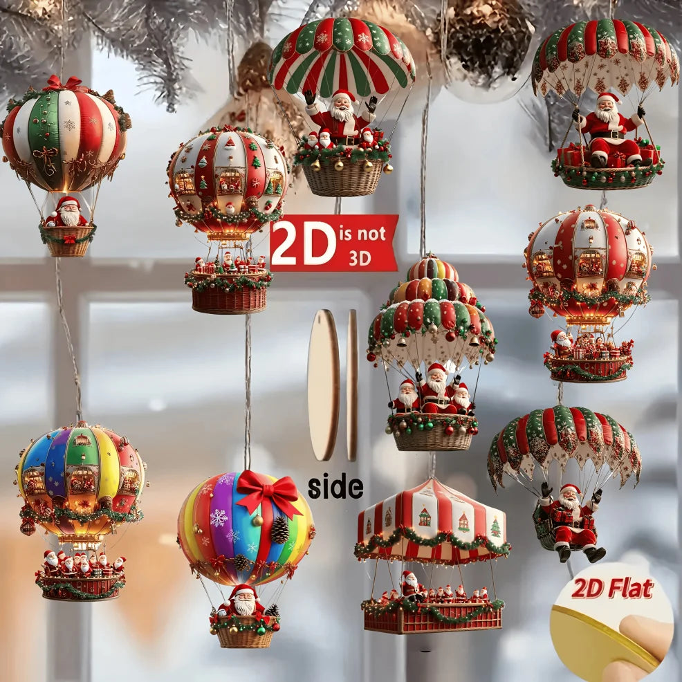Wooden Santa Hot Air Balloon Ornaments (2D Design)