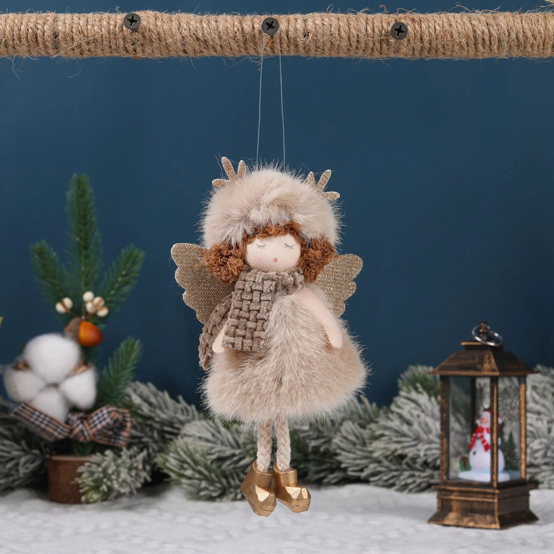 Christmas Plush Angel Ornaments – With Antlers, Heart, or Scarf