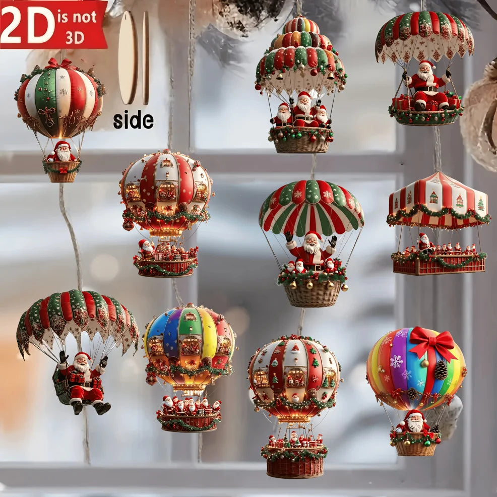Wooden Santa Hot Air Balloon Ornaments (2D Design)