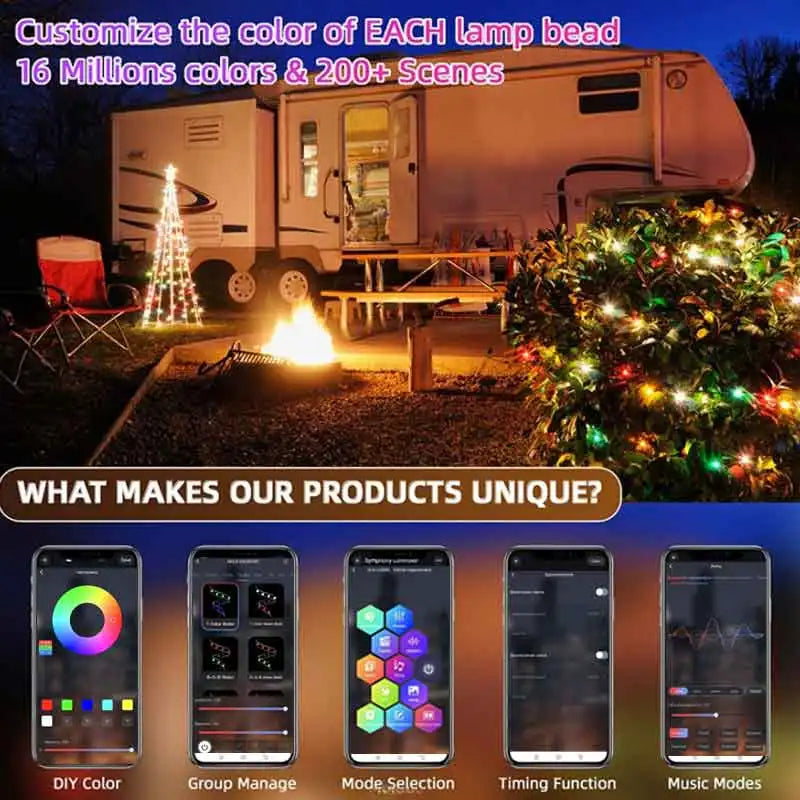 Bluetooth Dreamcolor LED String Lights – RGBIC USB Fairy Lights 🌈