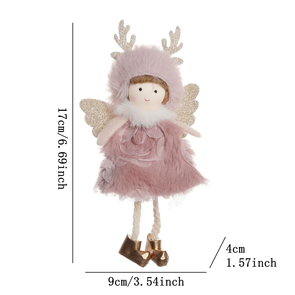 Christmas Plush Angel Ornaments – With Antlers, Heart, or Scarf