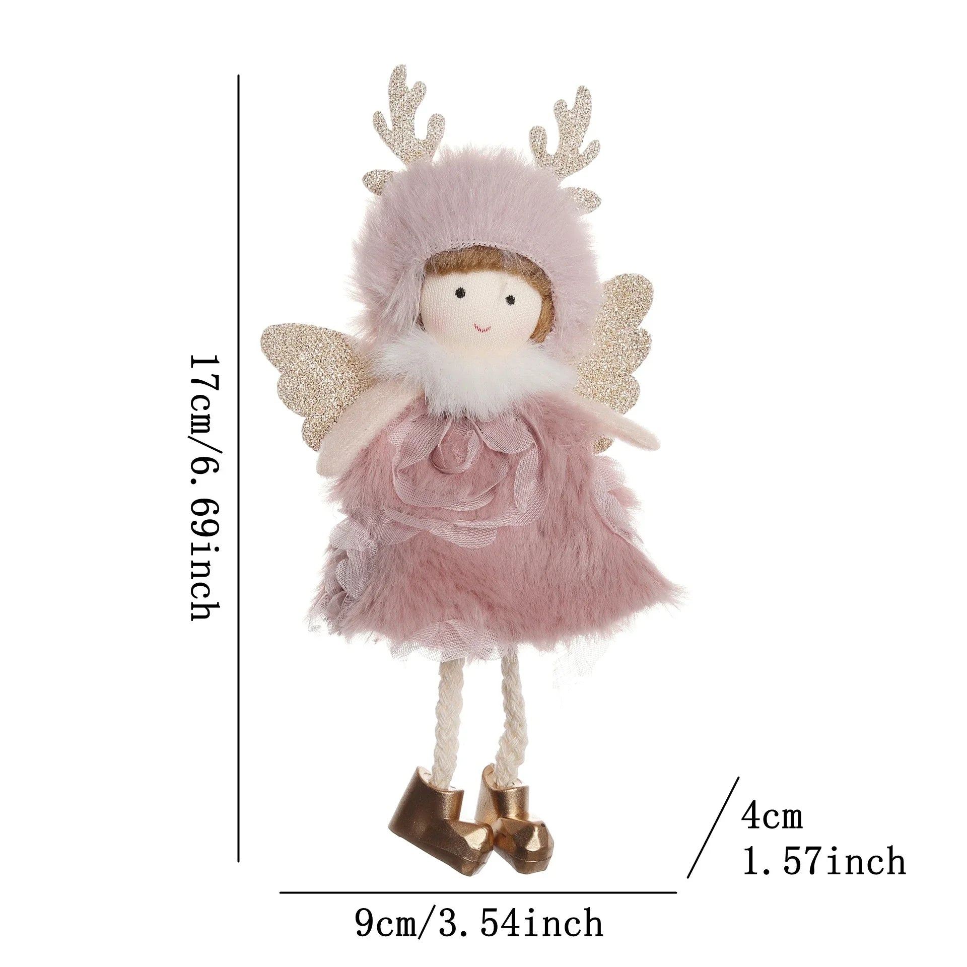 Christmas Plush Angel Ornaments – With Antlers, Heart, or Scarf