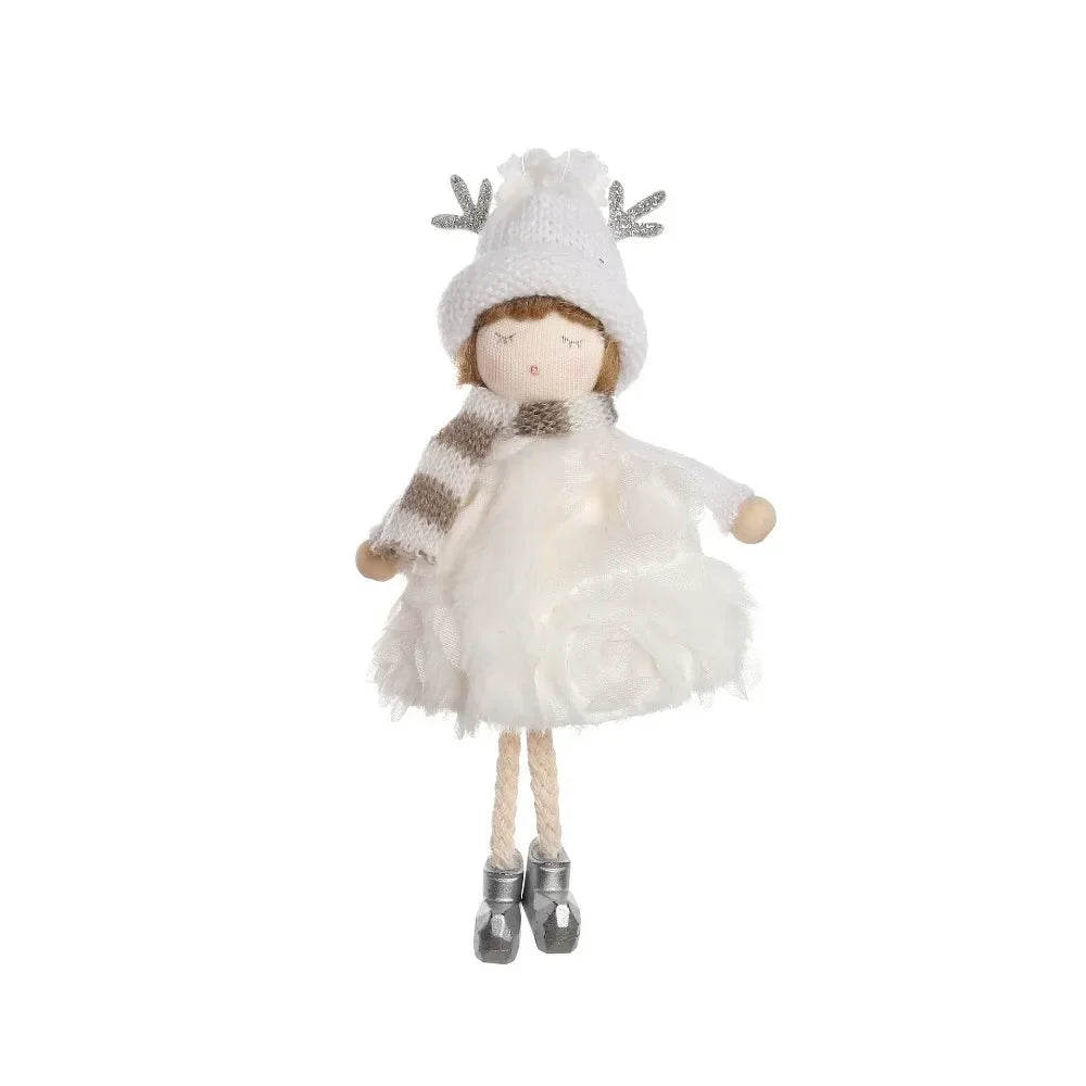 Christmas Plush Angel Ornaments – With Antlers, Heart, or Scarf