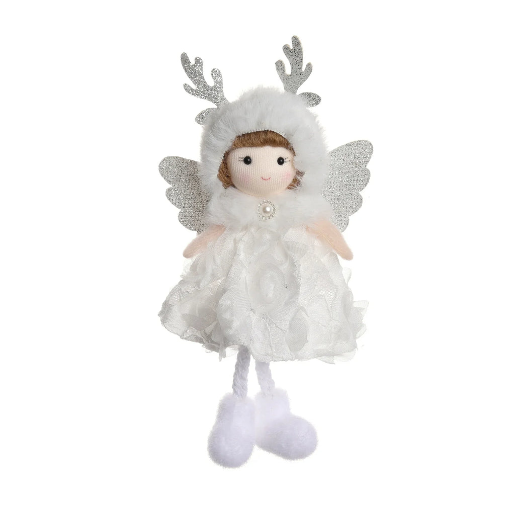 Christmas Plush Angel Ornaments – With Antlers, Heart, or Scarf