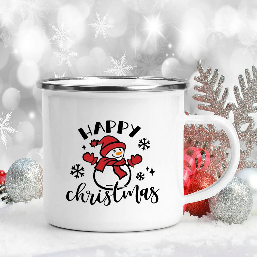 Enamel Christmas Mug – Santa Claus Holiday Cup (360 ml) 🎄☕✨