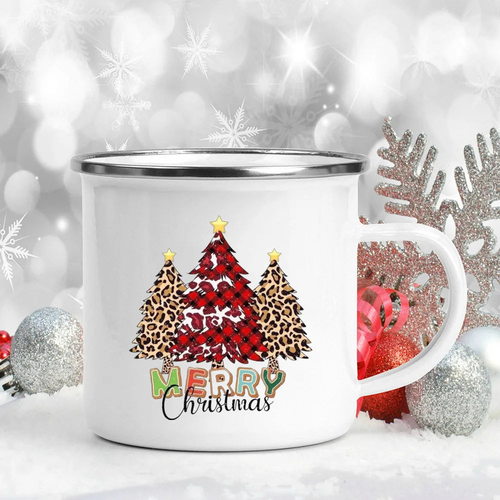 Enamel Christmas Mug – Santa Claus Holiday Cup (360 ml) 🎄☕✨