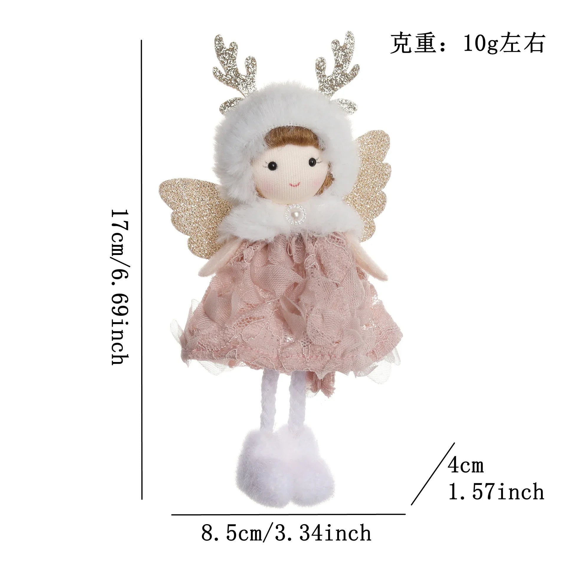 Christmas Plush Angel Ornaments – With Antlers, Heart, or Scarf