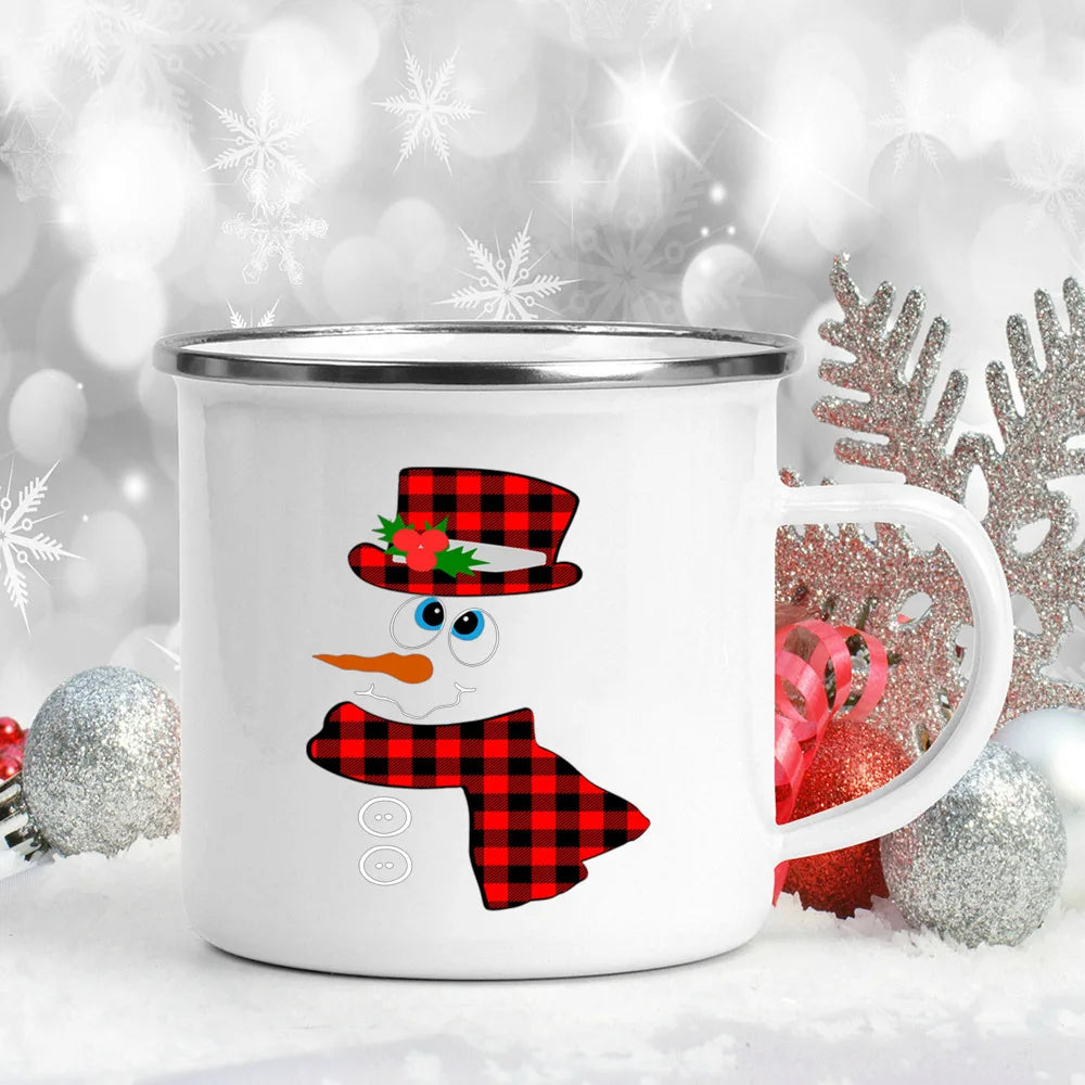 Enamel Christmas Mug – Santa Claus Holiday Cup (360 ml) 🎄☕✨