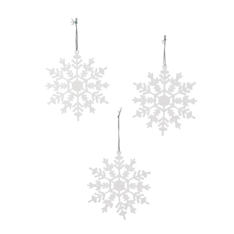 Glitter Snowflake Ornaments – Pink Christmas Tree Decorations (6/12/24 Pcs)