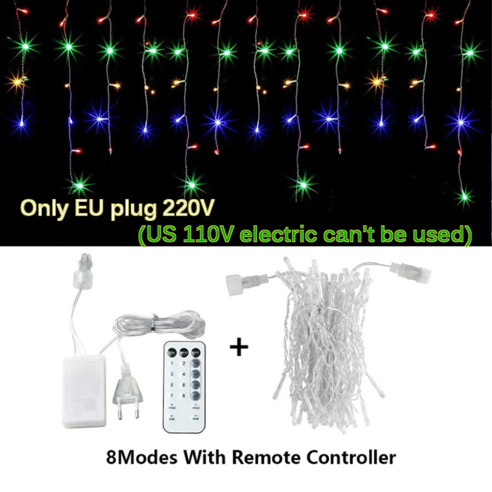 LED Icicle Fairy Lights with Remote – Outdoor Waterproof Christmas Garland (5M–40M)