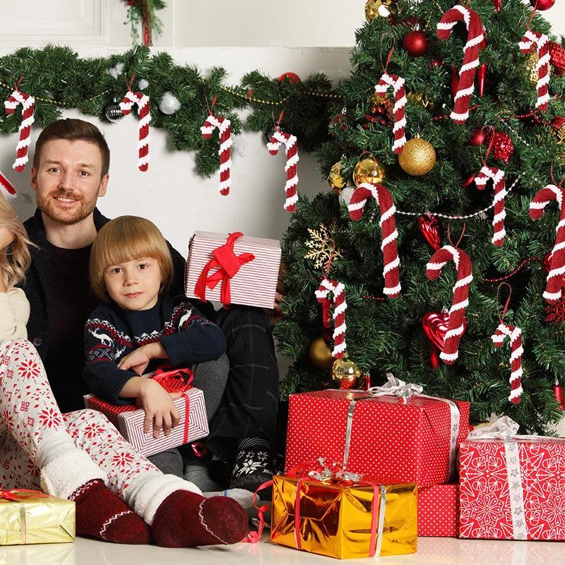 Candy Cane Christmas Ornaments – Red & White Hanging Decorations