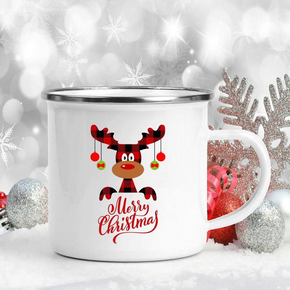 Enamel Christmas Mug – Santa Claus Holiday Cup (360 ml) 🎄☕✨