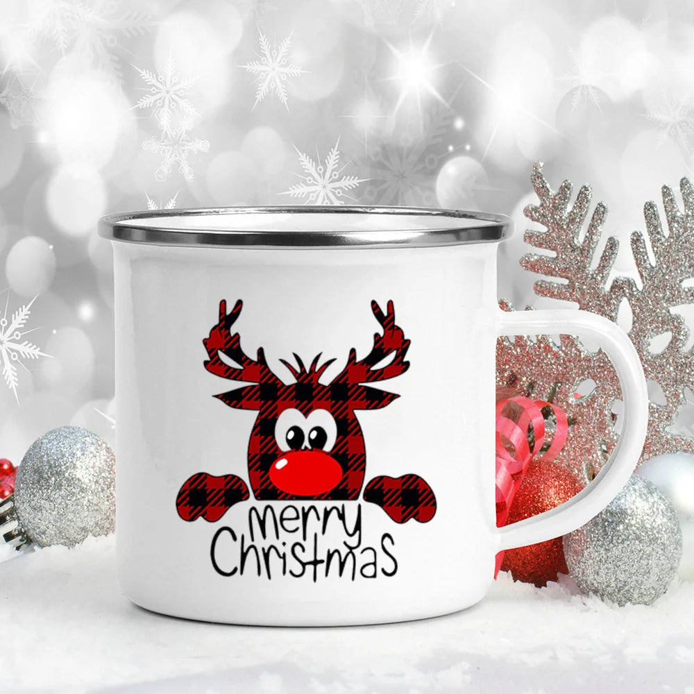 Enamel Christmas Mug – Santa Claus Holiday Cup (360 ml) 🎄☕✨
