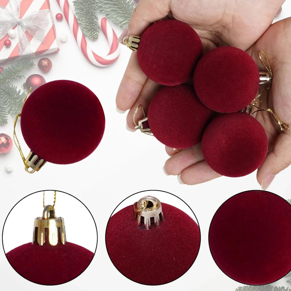 Velvet Christmas Balls – Shatterproof Tree Ornaments