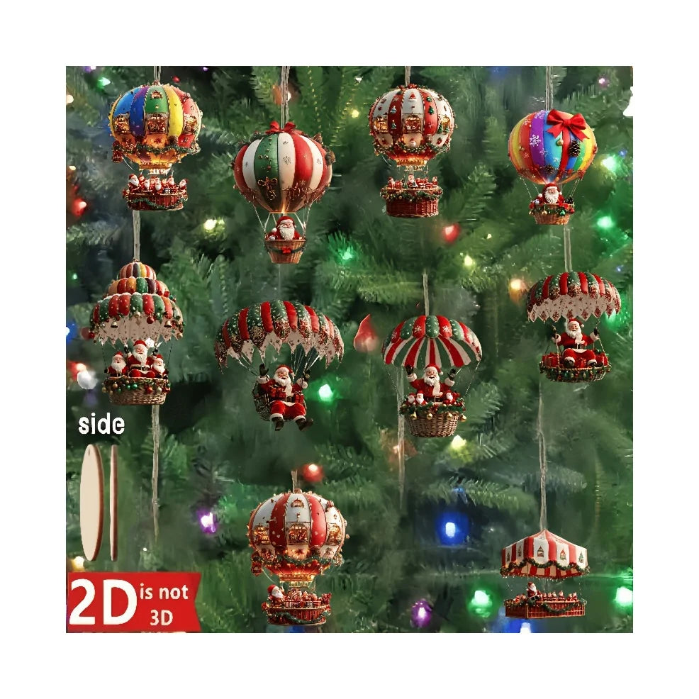 Wooden Santa Hot Air Balloon Ornaments (2D Design)