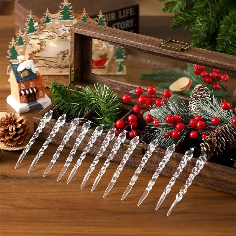 Crystal Snowflake Ornaments – 12/24 Pcs Clear Acrylic Decorations