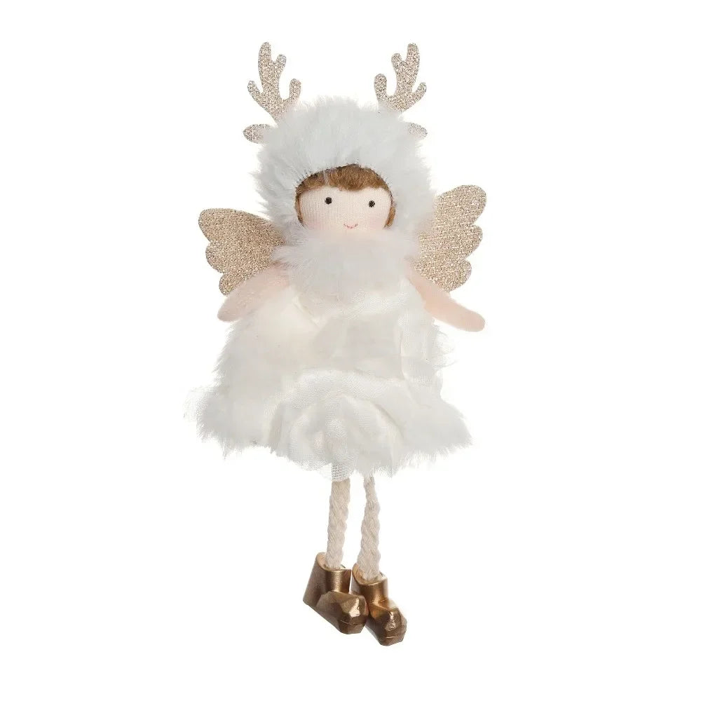 Christmas Plush Angel Ornaments – With Antlers, Heart, or Scarf