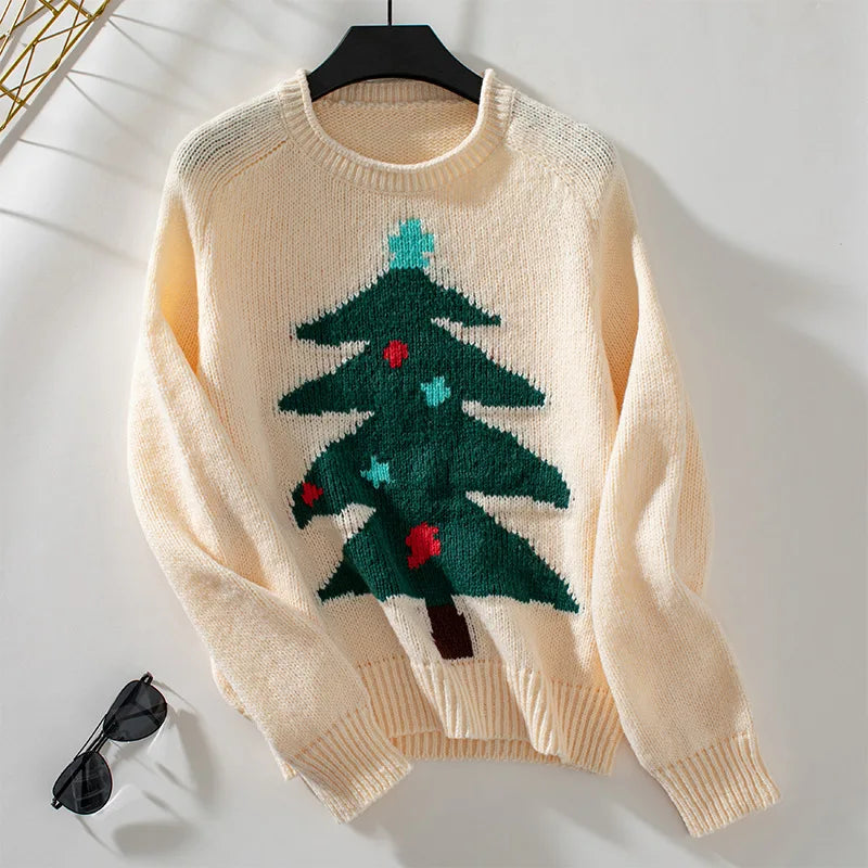 Christmas Tree Pullover Sweater – Cozy & Festive Knitwear for Women